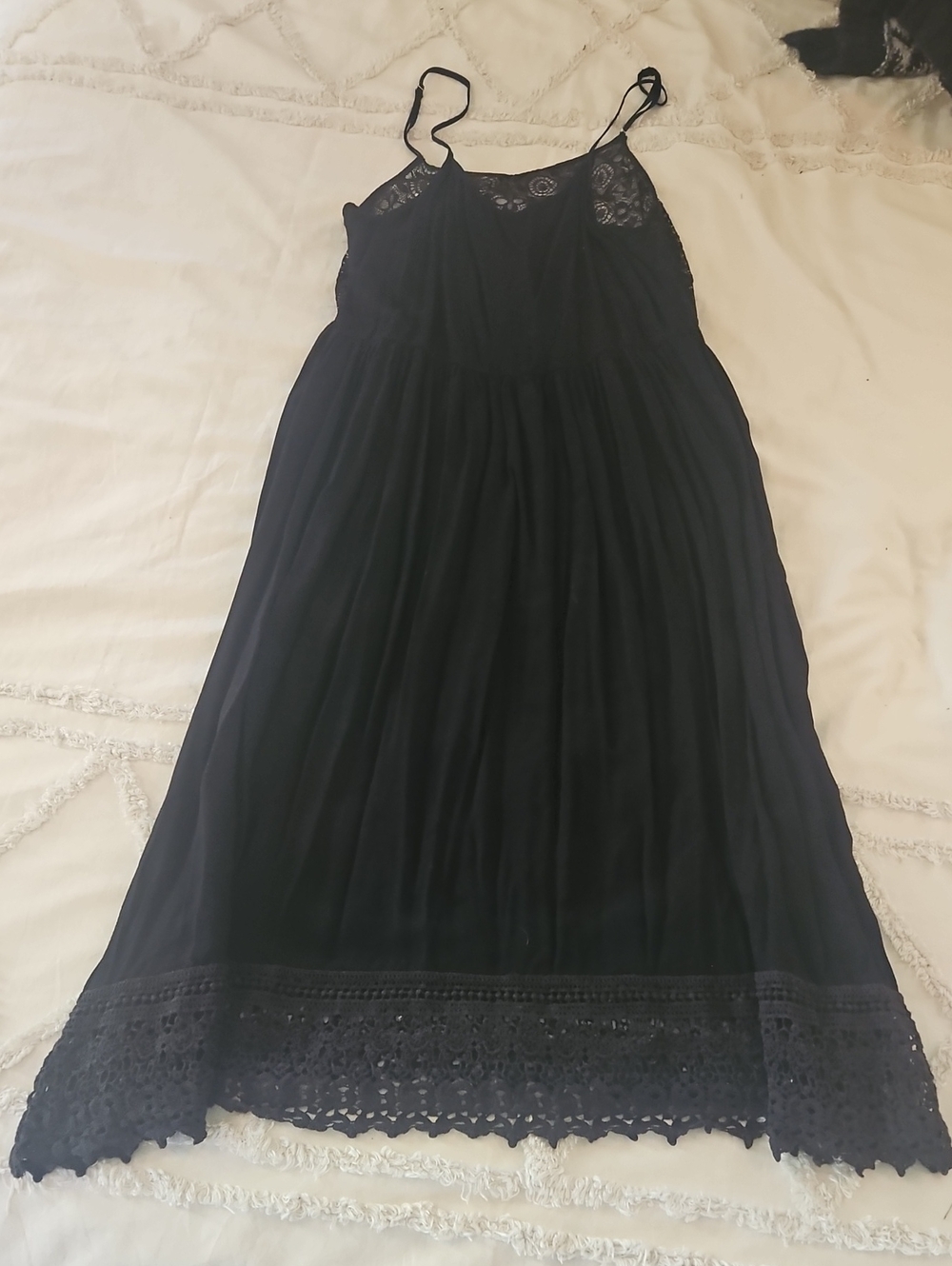 Three Bird Nest, Medium, Black Slip Midi Dress